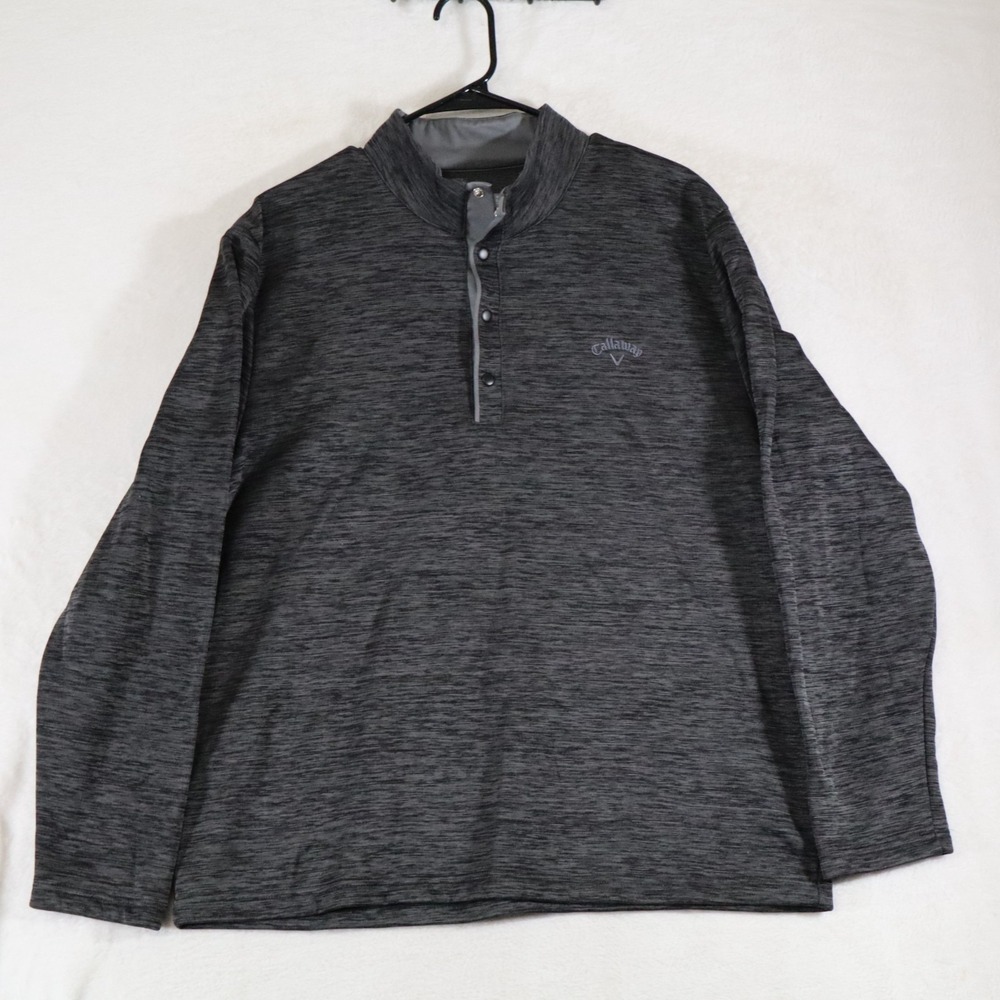 Callaway Men's XL Heather Gray Snap Placket 1/4 Snap Pullover Golf Shirt